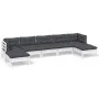 7 Stk. Gartenmöbel mit Kissen aus weißem Kiefernholz von , Gartensets - Ref: Foro24-3097092, Preis: 568,60 €, Rabatt: %