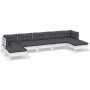 7 Stk. Gartenmöbel mit Kissen aus weißem Kiefernholz von , Gartensets - Ref: Foro24-3097092, Preis: 575,91 €, Rabatt: %