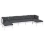 7-piece garden furniture set with white cushions made of pine wood by , Garden sets - Ref: Foro24-3097092, Price: 568,13 €, D...