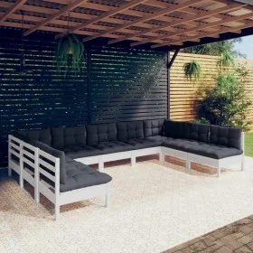 9 Stk. Gartenmöbel und Kissen aus massivem Kiefernholz weiß von , Gartensets - Ref: Foro24-3097176, Preis: 767,41 €, Rabatt: %