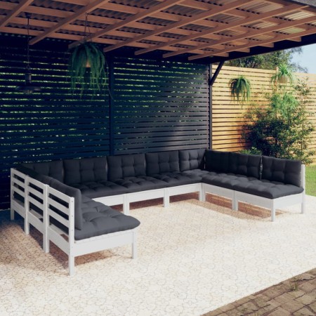 9 Stk. Gartenmöbel und Kissen aus massivem Kiefernholz weiß von , Gartensets - Ref: Foro24-3097176, Preis: 777,17 €, Rabatt: %