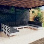 9 Stk. Gartenmöbel und Kissen aus massivem Kiefernholz weiß von , Gartensets - Ref: Foro24-3097176, Preis: 777,17 €, Rabatt: %
