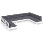 9 Stk. Gartenmöbel und Kissen aus massivem Kiefernholz weiß von , Gartensets - Ref: Foro24-3097176, Preis: 777,17 €, Rabatt: %