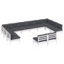 Garden furniture set 12 pieces with white cushions solid pine wood by , Garden sets - Ref: Foro24-3097224, Price: 977,29 €, D...