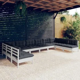 10 Stk. Gartenmöbel mit Kissen weißes massives Kiefernholz von , Gartensets - Ref: Foro24-3097188, Preis: 825,78 €, Rabatt: %