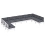 10 Stk. Gartenmöbel mit Kissen weißes massives Kiefernholz von , Gartensets - Ref: Foro24-3097188, Preis: 836,28 €, Rabatt: %