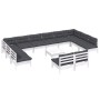 Muebles de jardín 13 pzas y cojines blanco madera maciza pino de , Conjuntos de jardín - Ref: Foro24-3097230, Precio: 1,00 €