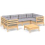 7-teiliges Gartenmöbel-Set und Kissen Zirbenholz grau von , Gartensets - Ref: Foro24-3097300, Preis: 582,51 €, Rabatt: %
