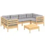 7-piece garden furniture set with gray pine wood cushions by , Garden sets - Ref: Foro24-3097300, Price: 531,12 €, Discount: %