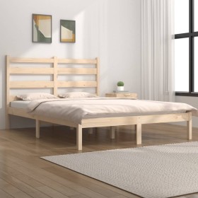 Solid pine wood bed frame 140x190 cm by , Beds and slatted bases - Ref: Foro24-3103628, Price: 106,33 €, Discount: %
