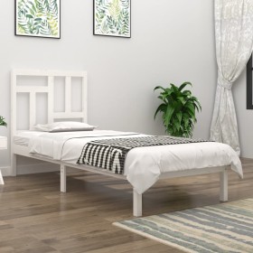 Massiver Bettrahmen aus weißem Kiefernholz, 90 x 190 cm von , Betten und Lattenroste - Ref: Foro24-3104509, Preis: 86,16 €, R...