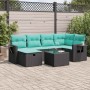 Set de sofás de jardín 7 pzas con cojines ratán sintético negro en Conjuntos de jardín | Comprar online en Foro24