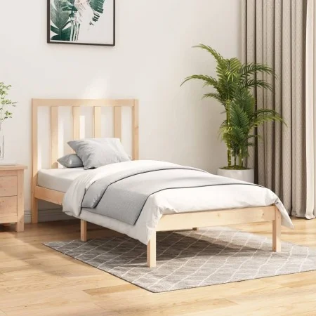 Solid pine wood bed frame 90x190 cm by , Beds and slatted bases - Ref: Foro24-3105125, Price: 78,05 €, Discount: %