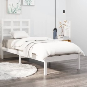 Estructura de cama individual madera maciza blanco 90x190 cm de , Camas y somieres - Ref: Foro24-3105436, Precio: 86,20 €, De...