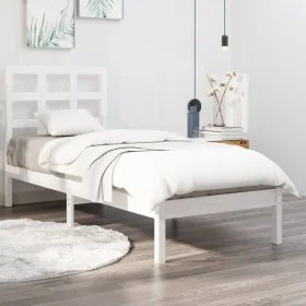 Weißer Einzelbettrahmen aus Massivholz, 90 x 190 cm von , Betten und Lattenroste - Ref: Foro24-3105436, Preis: 85,10 €, Rabat...