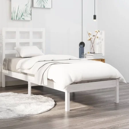 Weißer Einzelbettrahmen aus Massivholz, 90 x 190 cm von , Betten und Lattenroste - Ref: Foro24-3105436, Preis: 85,03 €, Rabat...
