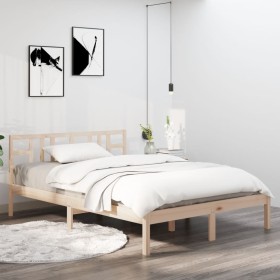 Estructura de cama madera maciza de pino 140x190 cm de , Camas y somieres - Ref: Foro24-3105385, Precio: 108,30 €, Descuento: %