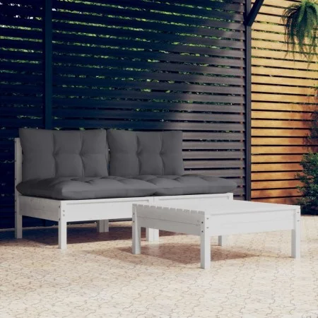 3 Stk. Gartenmöbel mit Kissen aus anthrazitfarbenem Zirbenholz von , Gartensets - Ref: Foro24-3095999, Preis: 232,15 €, Rabat...