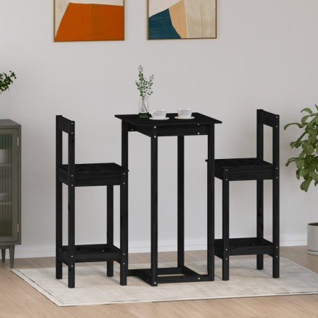 3-teiliges Bar-Set massives Zirbenholz schwarz von , Möbelsets für Küchen und Esszimmer - Ref: Foro24-3124736, Preis: 177,94 ...