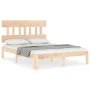 Bed frame with solid wood headboard 140x200 cm by , Beds and slatted bases - Ref: Foro24-3193596, Price: 120,60 €, Discount: %