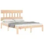 Bed frame with solid wood headboard 140x200 cm by , Beds and slatted bases - Ref: Foro24-3193596, Price: 120,60 €, Discount: %