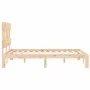 Bed frame with solid wood headboard 140x200 cm by , Beds and slatted bases - Ref: Foro24-3193596, Price: 120,60 €, Discount: %