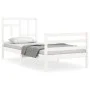 Estructura de cama con cabecero madera maciza blanco de , Camas y somieres - Ref: Foro24-3194927, Precio: 99,93 €, Descuento: %