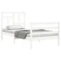 Estructura de cama con cabecero madera maciza blanco de , Camas y somieres - Ref: Foro24-3194927, Precio: 99,93 €, Descuento: %