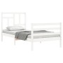 Weißer Bettrahmen aus Massivholz mit Kopfteil von , Betten und Lattenroste - Ref: Foro24-3194927, Preis: 101,29 €, Rabatt: %