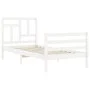 Estructura de cama con cabecero madera maciza blanco de , Camas y somieres - Ref: Foro24-3194927, Precio: 99,93 €, Descuento: %