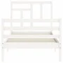 Estructura de cama con cabecero madera maciza blanco de , Camas y somieres - Ref: Foro24-3194927, Precio: 99,93 €, Descuento: %