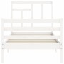 Weißer Bettrahmen aus Massivholz mit Kopfteil von , Betten und Lattenroste - Ref: Foro24-3194927, Preis: 101,29 €, Rabatt: %