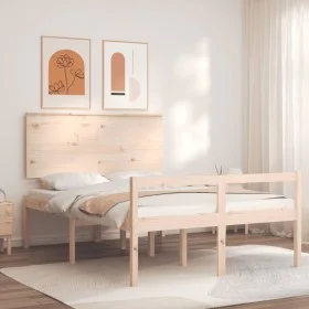 Double bed for seniors with solid wood headboard by , Beds and slatted bases - Ref: Foro24-3195451, Price: 143,76 €, Discount: %