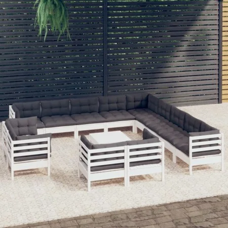 14 Stk. Gartenmöbel mit Kissen weißes massives Kiefernholz von , Gartensets - Ref: Foro24-3096966, Preis: 1,00 €, Rabatt: %