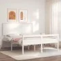 Double bed for seniors with white solid wood headboard by , Beds and slatted bases - Ref: Foro24-3195487, Price: 194,75 €, Di...