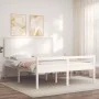 Double bed for seniors with white solid wood headboard by , Beds and slatted bases - Ref: Foro24-3195487, Price: 194,75 €, Di...