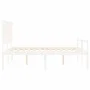 Double bed for seniors with white solid wood headboard by , Beds and slatted bases - Ref: Foro24-3195487, Price: 194,75 €, Di...
