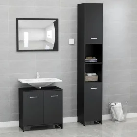 Badmöbel-Set 3-tlg. Holzwerkstoff schwarz von , Badezimmermöbel - Ref: Foro24-3056917, Preis: 138,55 €, Rabatt: %