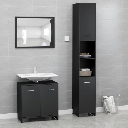 Badmöbel-Set 3-tlg. Holzwerkstoff schwarz von , Badezimmermöbel - Ref: Foro24-3056917, Preis: 142,89 €, Rabatt: %