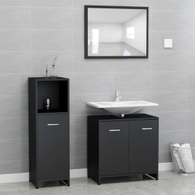 3-piece bathroom furniture set made of black engineered wood by , Bathroom furniture - Ref: Foro24-3056908, Price: 122,22 €, ...