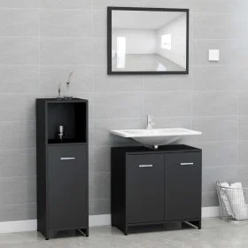 Badmöbel-Set 3-tlg. Holzwerkstoff schwarz von , Badezimmermöbel - Ref: Foro24-3056908, Preis: 117,88 €, Rabatt: %