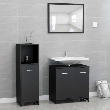 Badmöbel-Set 3-tlg. Holzwerkstoff schwarz von , Badezimmermöbel - Ref: Foro24-3056908, Preis: 122,22 €, Rabatt: %