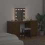 Juego de tocador con LED madera maciza de pino marrón miel
