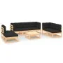 8 Stk. Gartenmöbel und Kissen aus massivem Zirbenholz von , Gartensets - Ref: Foro24-3083817, Preis: 632,93 €, Rabatt: %