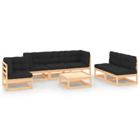 Juego de muebles de jardín 7 pzas y cojines madera maciza pino de , Conjuntos de jardín - Ref: Foro24-3083822, Precio: 601,22...