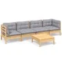 5-piece garden furniture set with solid pine wood cushions by , Garden sets - Ref: Foro24-3096153, Price: 372,74 €, Discount: %