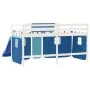 Cama alta para niños con cortinas madera pino azul 80x200 cm de , Camas y somieres - Ref: Foro24-3207013, Precio: 272,33 €, D...