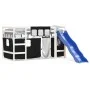 Cama alta niños con cortinas madera pino blanco negro 90x190 cm de , Camas y somieres - Ref: Foro24-3207030, Precio: 311,53 €...