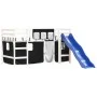 Cama alta niños con cortinas madera pino blanco negro 90x190 cm de , Camas y somieres - Ref: Foro24-3207030, Precio: 311,53 €...