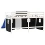 Cama alta niños con cortinas madera pino blanco negro 90x190 cm de , Camas y somieres - Ref: Foro24-3207030, Precio: 311,53 €...